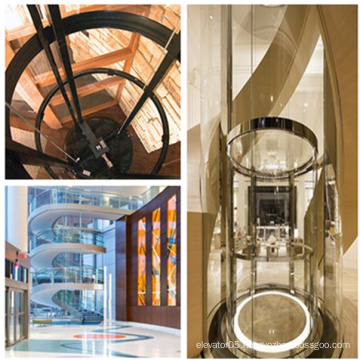 Ti-Gold Semi-Circular Luxury Shopping Mall Sightseeing Elevator